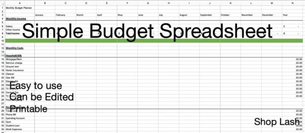 Simple Budget Spreadsheet Planner Download